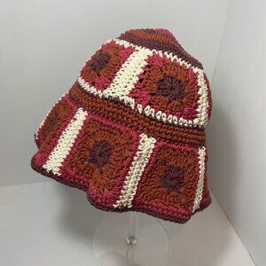 Lucky Brand Crochet Granny Square Bucket Hat – Boho 70s Retro